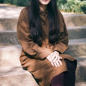 Brown Check Plaid Shirtdress